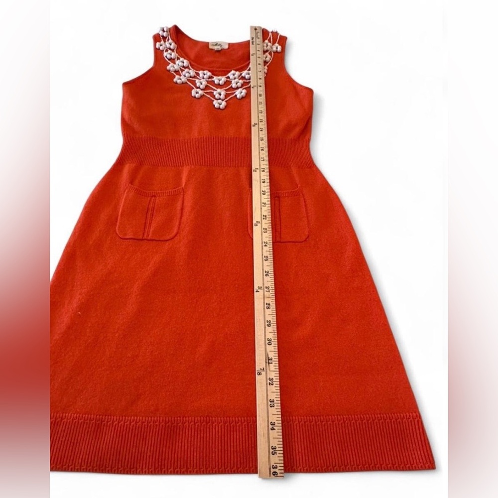 Milly 100% Cashmere Beaded Sweater Dress Red Orange Knit Mini Cocktail Size S - Picture 7 of 7